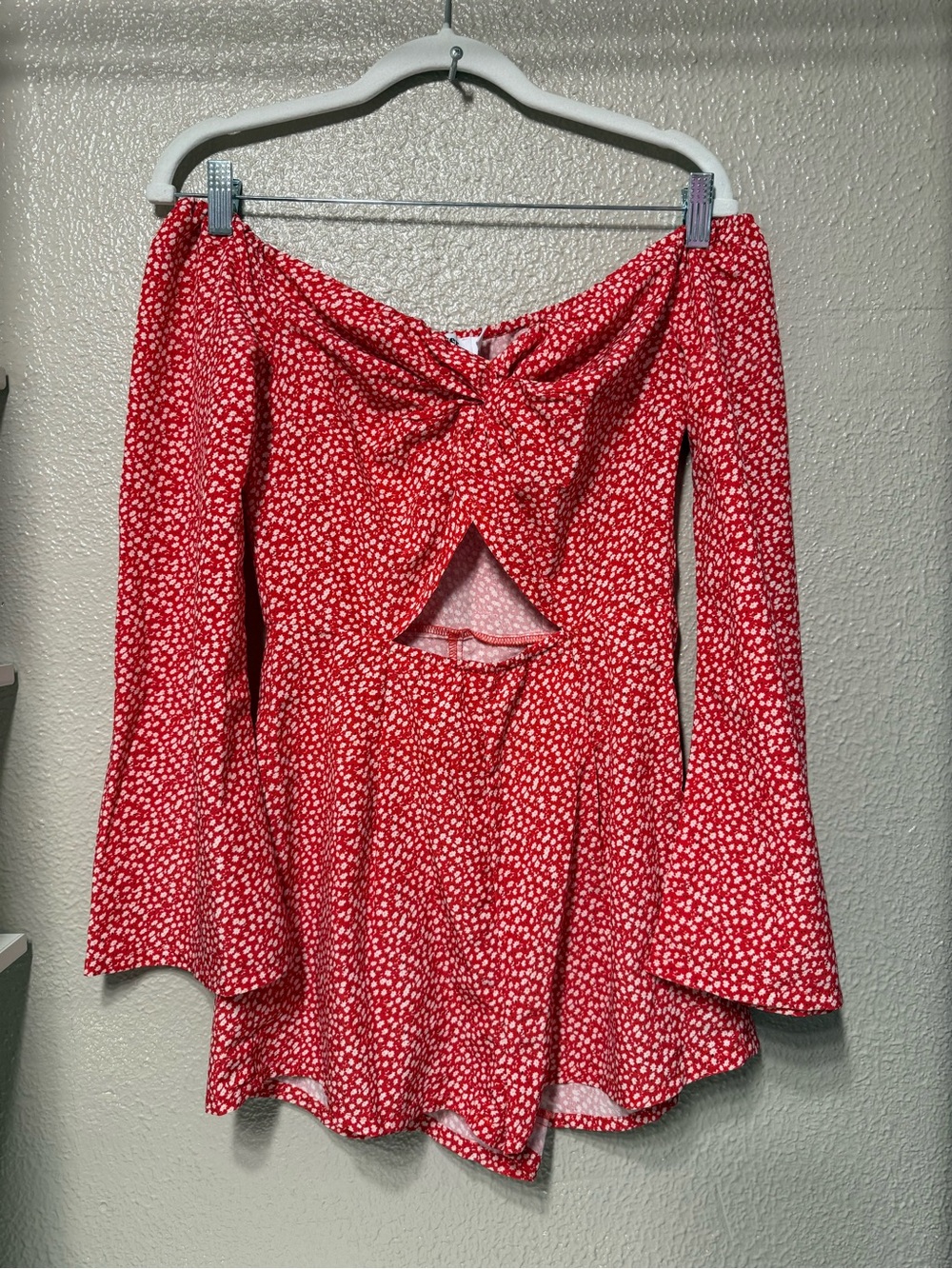 Tiger Mist Red Printed Off-Shoulder Romper